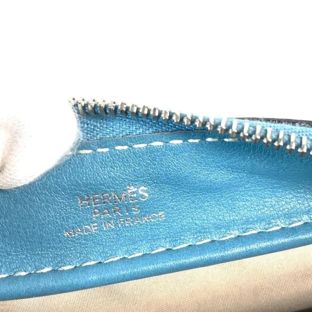 HERMES pencil case stationery pouch pencil case Leather blue - Picture 13 of 14